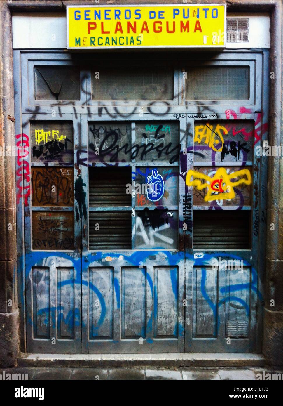 Old shop doorway in Barcelona old town - Smartphone Captured Stock Image