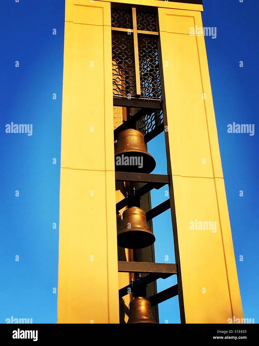 Bell tower at a catholic church in lima Ohio Stock Photo