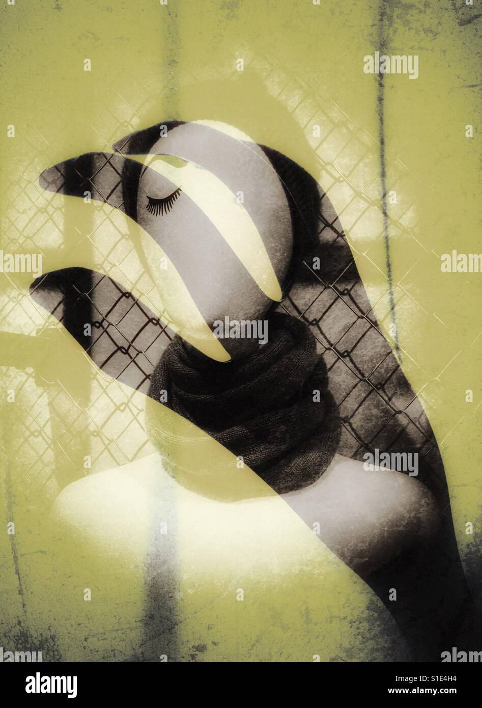 Ghostly hand over featureless androgynous figure - Smartphone Captured Stock Image