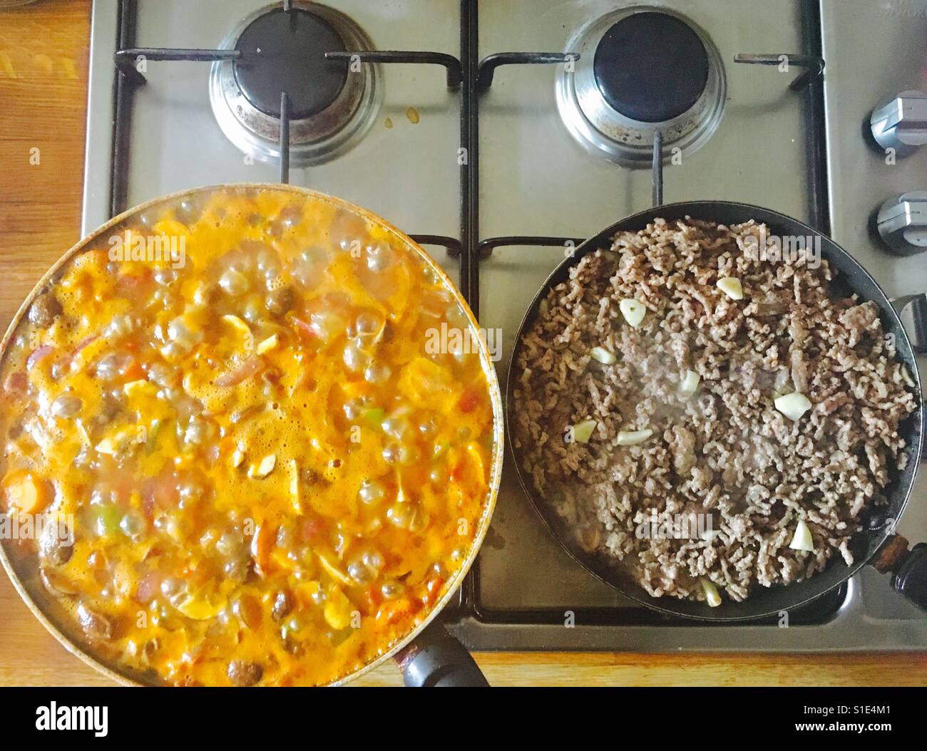 Vegetable curry and mined beef to be added later - Smartphone Captured Stock Image
