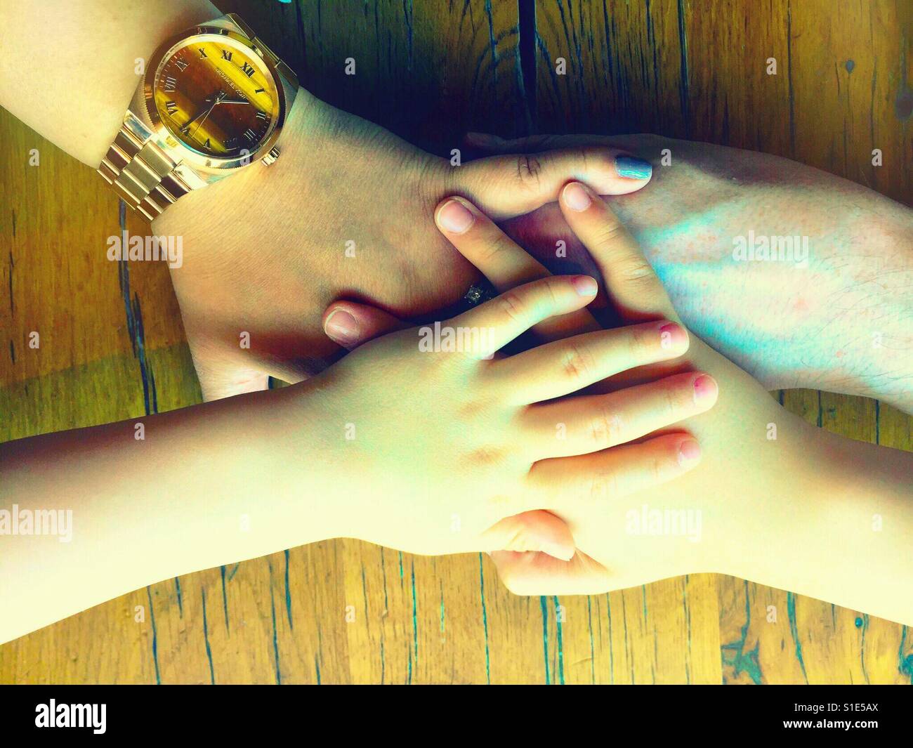 Family hands together. - Smartphone Captured Stock Image