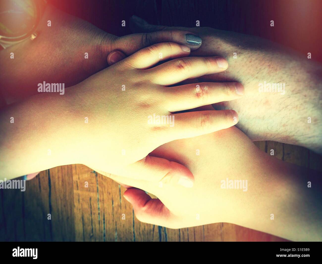 Family hands together. - Smartphone Captured Stock Image