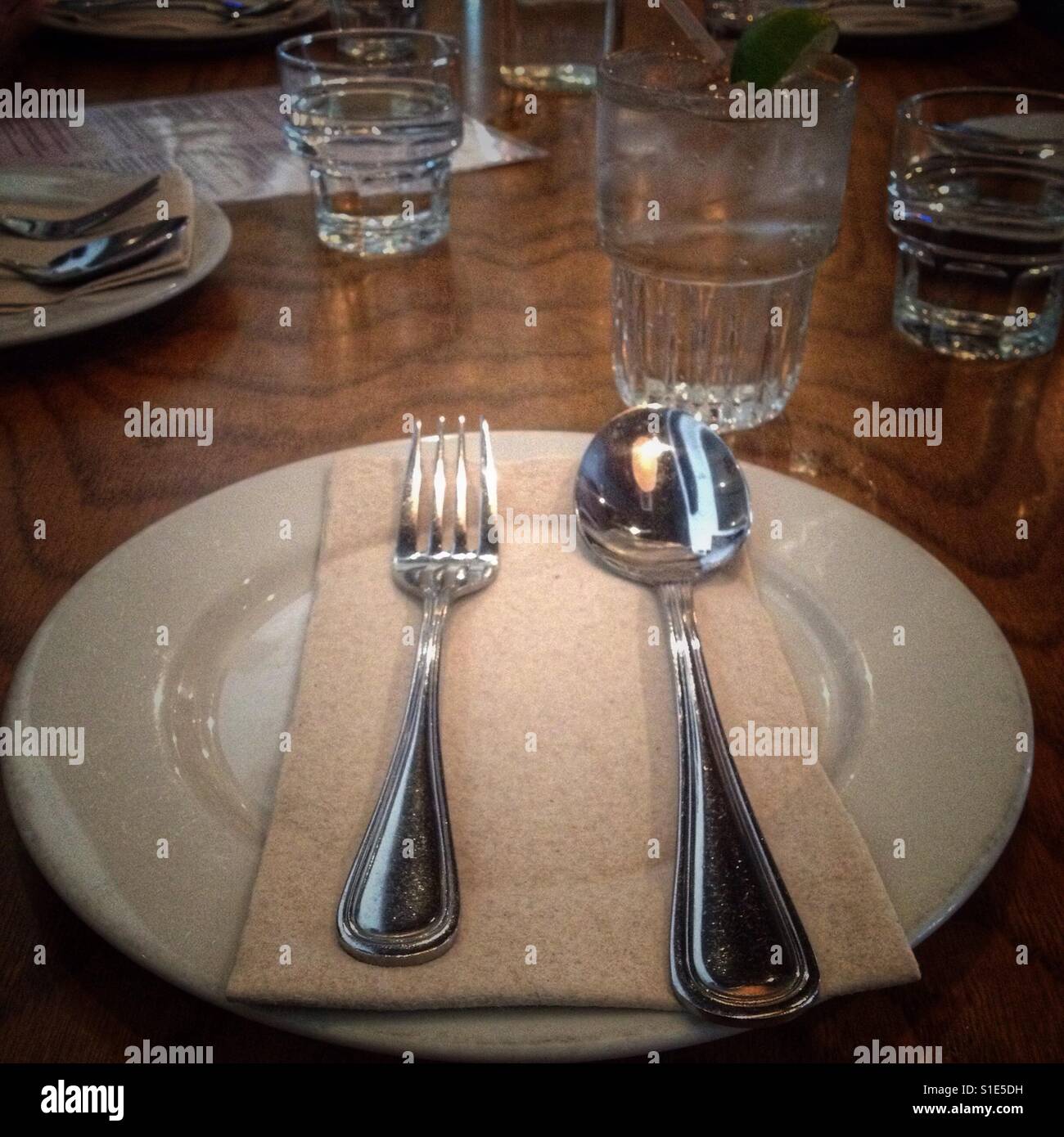 Lunch table at Burma Superstar in Oakland California - Smartphone Captured Stock Image