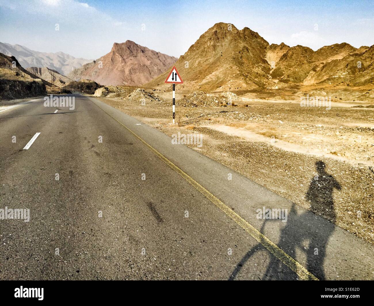 Cycling in the Oman Desert - Smartphone Captured Stock Image
