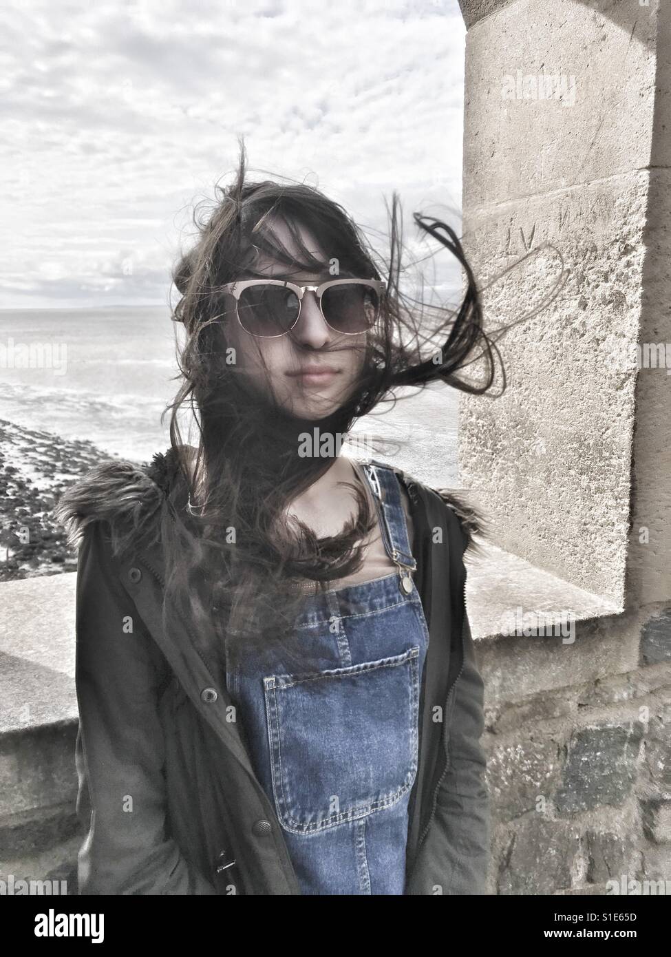Portrait of a girl with messy hair - Smartphone Captured Stock Image