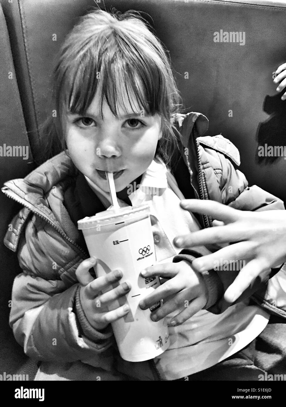 Girl with milkshake Stock Photo