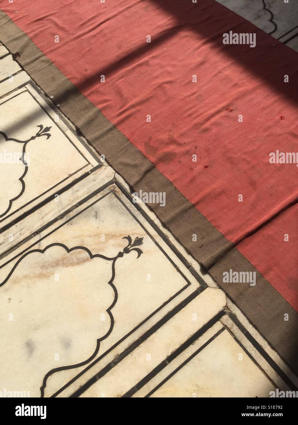 Detail of the floor at Jama Masjid Mosque in Delhi, India - Smartphone Captured Stock Image