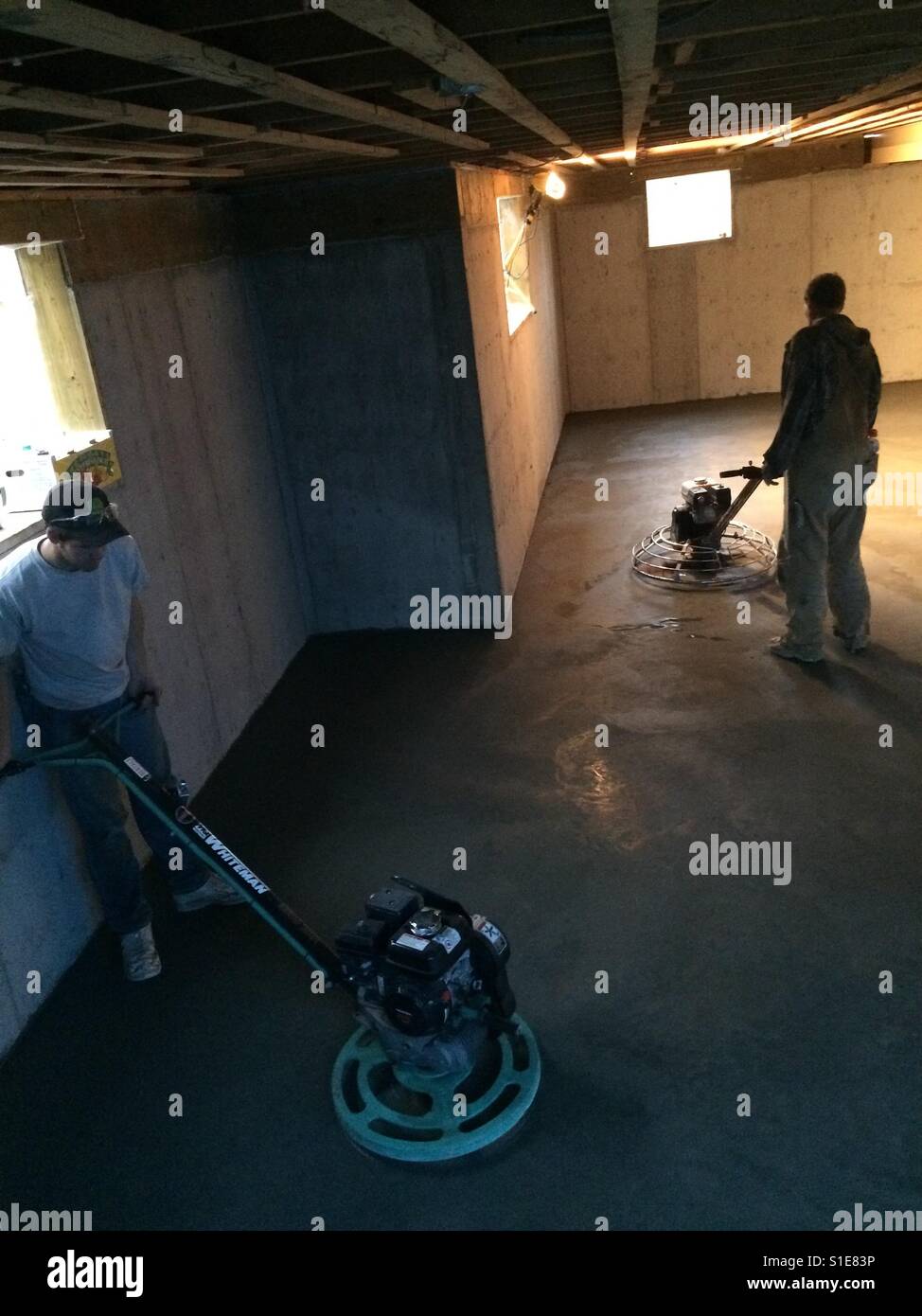 Power Trowel Basement Floor Stock Photo Alamy
