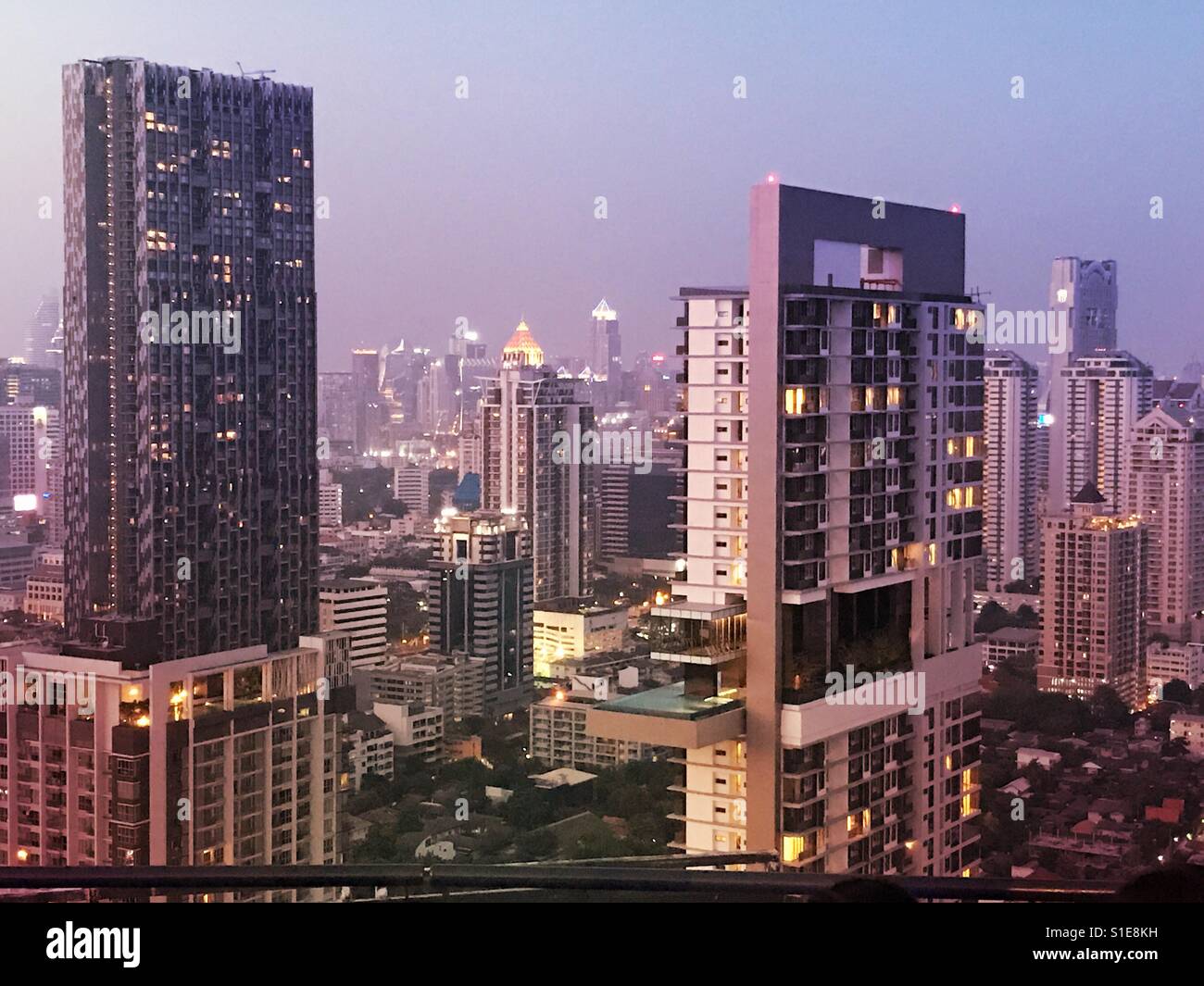 Evening sunset of high rise building and Bangkok city Thailand Southeast Asia Stock Photo
