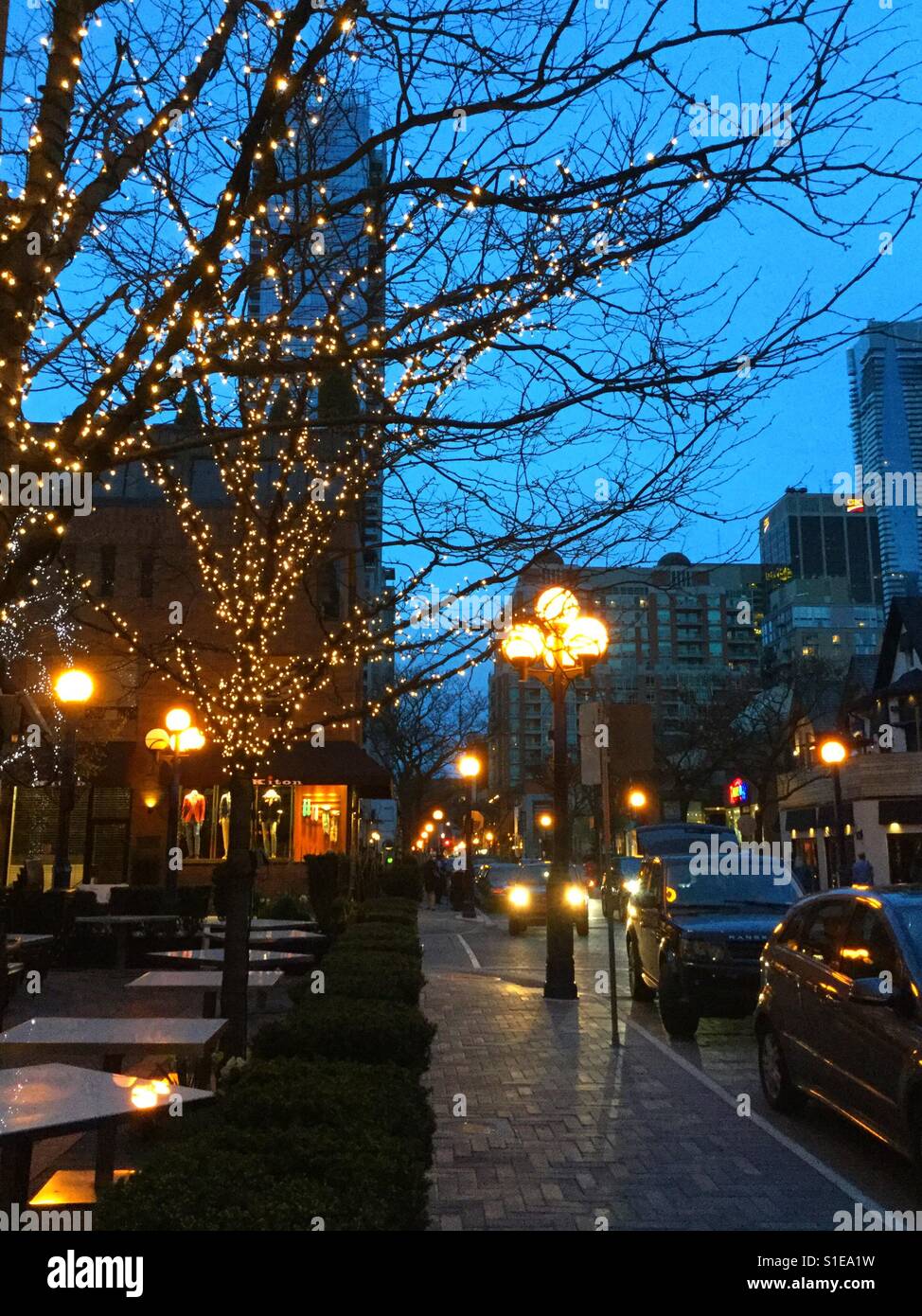 Yorkville Avenue, Toronto, at dusk. - Smartphone Captured Stock Image