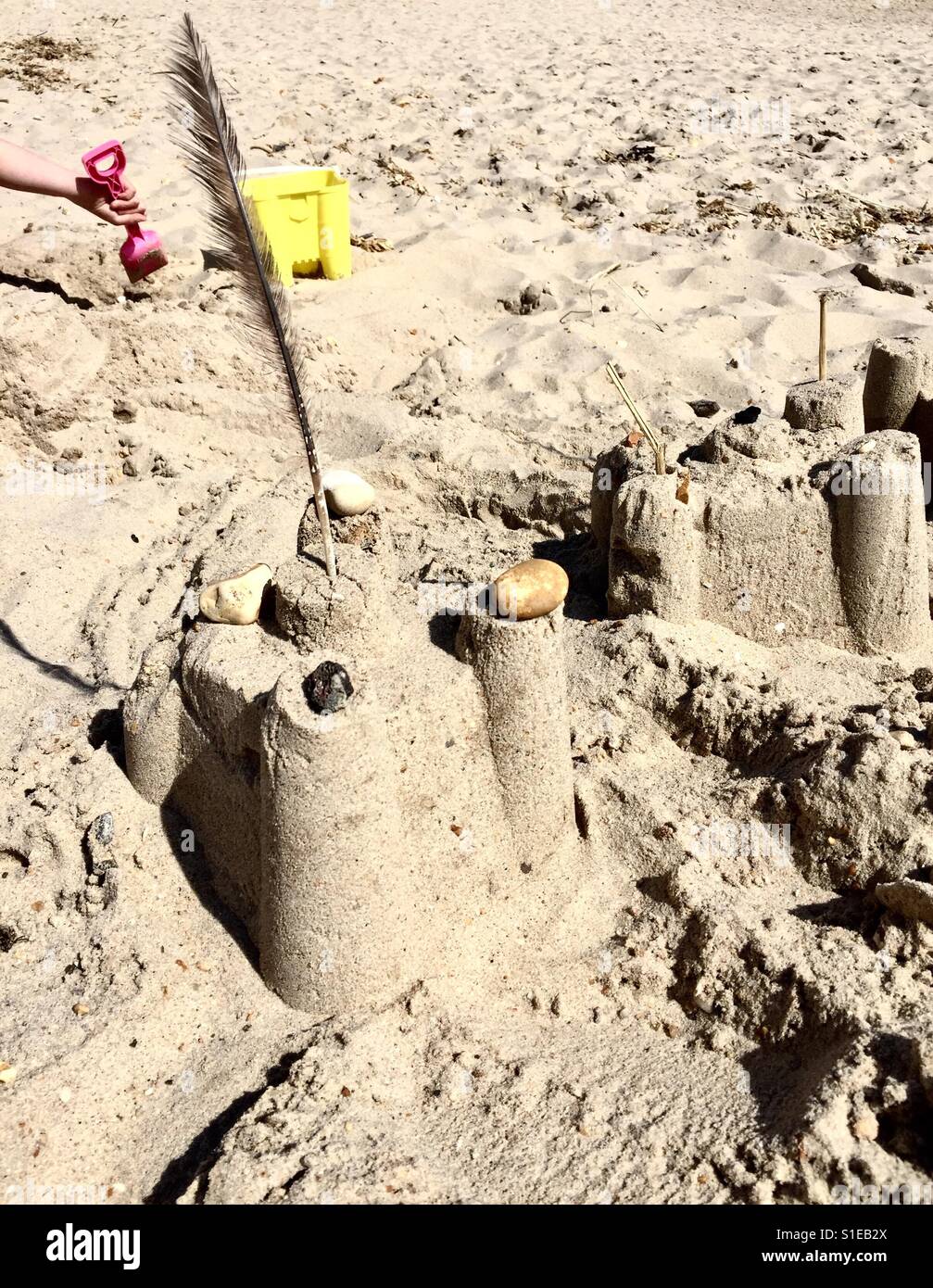 Sand castle on the beach - Smartphone Captured Stock Image