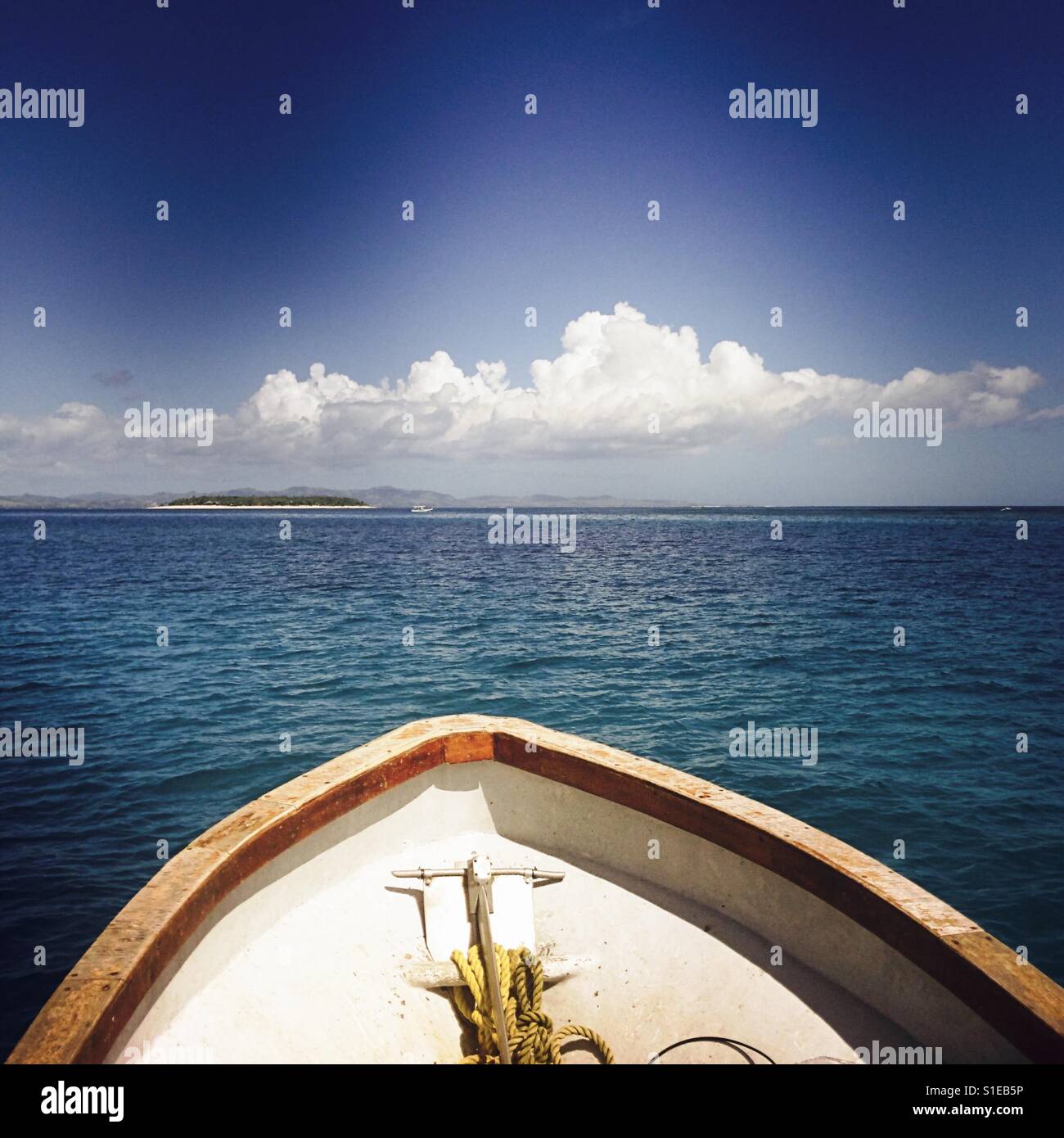 On a boat looking at Namotu Island. Nadi, Fiji. - Smartphone Captured Stock Image