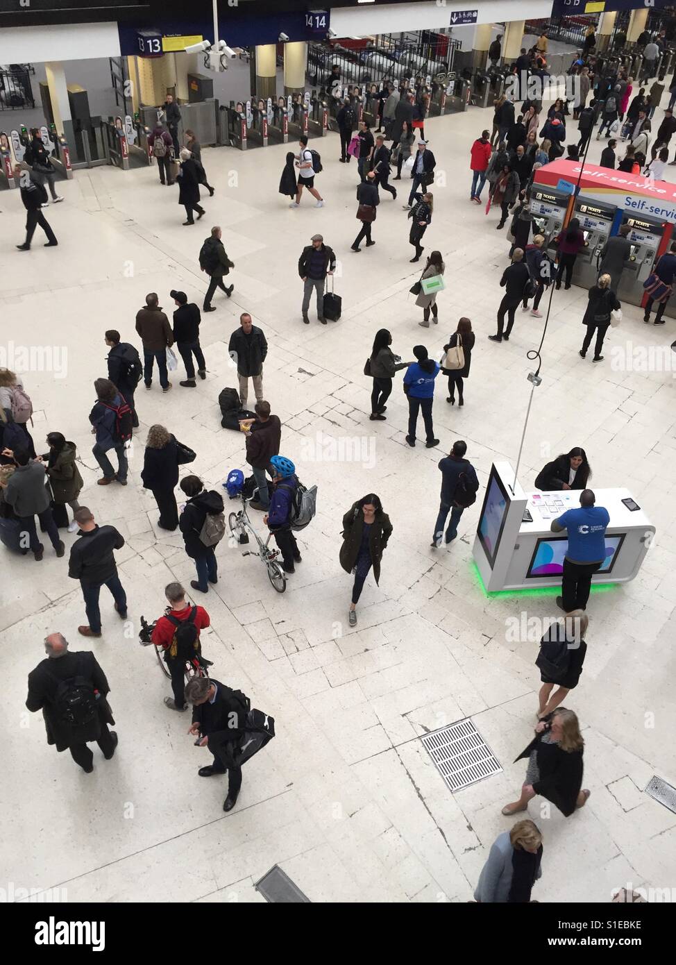 People at Waterloo Station in London, England - Smartphone Captured Stock Image
