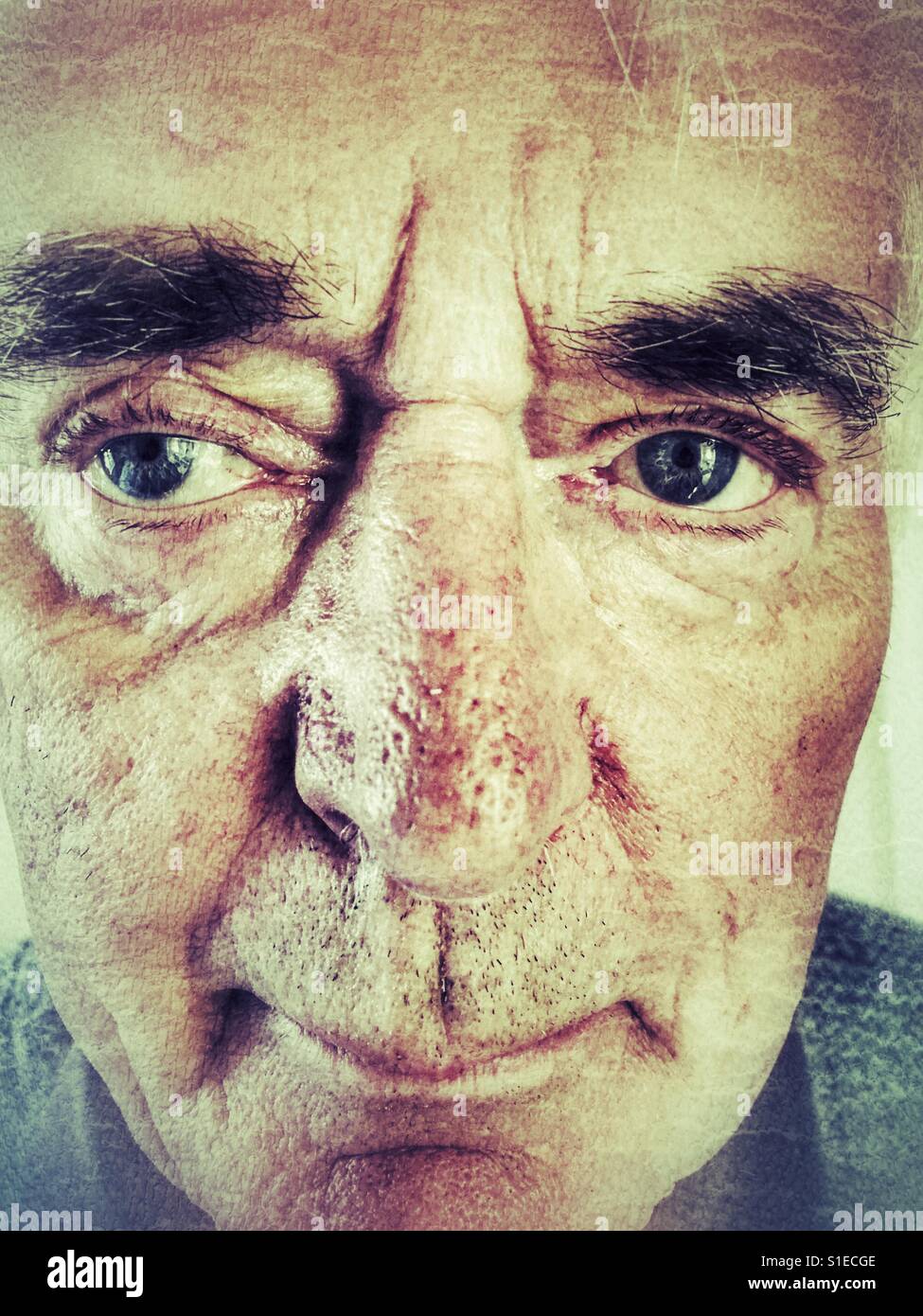 Senior man, portrait - Smartphone Captured Stock Image