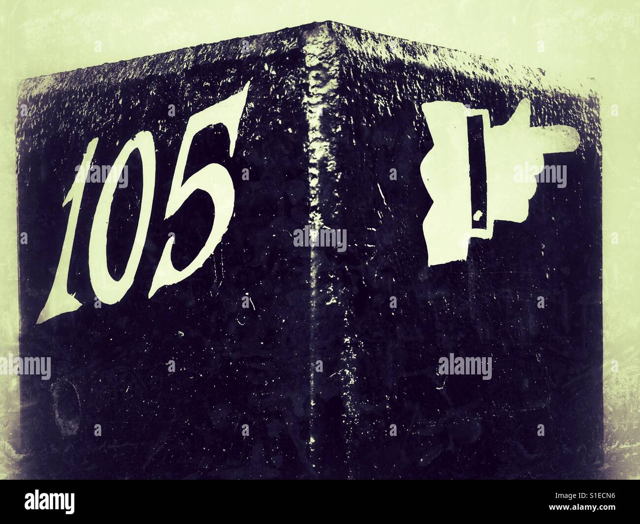 Pointing to 105 - Smartphone Captured Stock Image