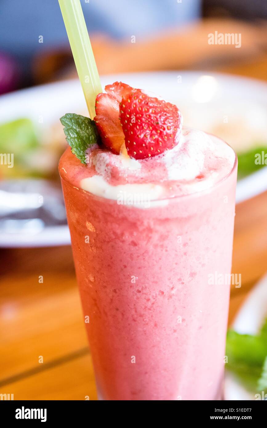 Strawberry yogurt shake Stock Photo