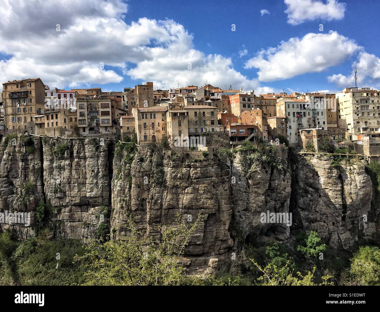 Houses on the cliff in Constantine city, Algeria, Africa - Smartphone Captured Stock Image