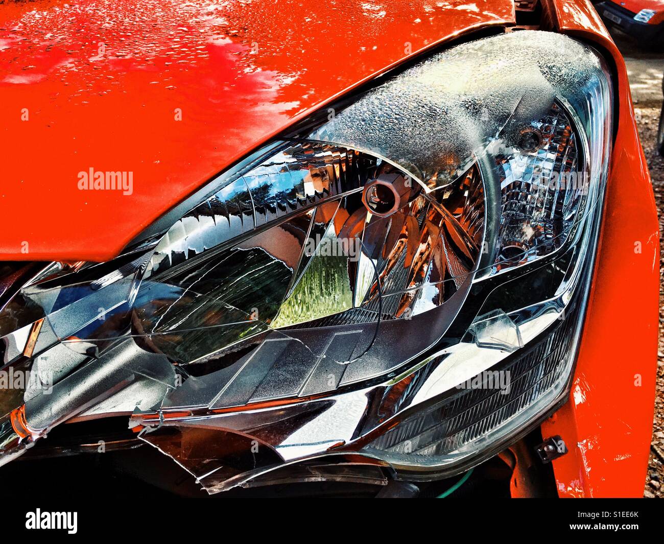 Car Accident damaged headlight Stock Photo Alamy