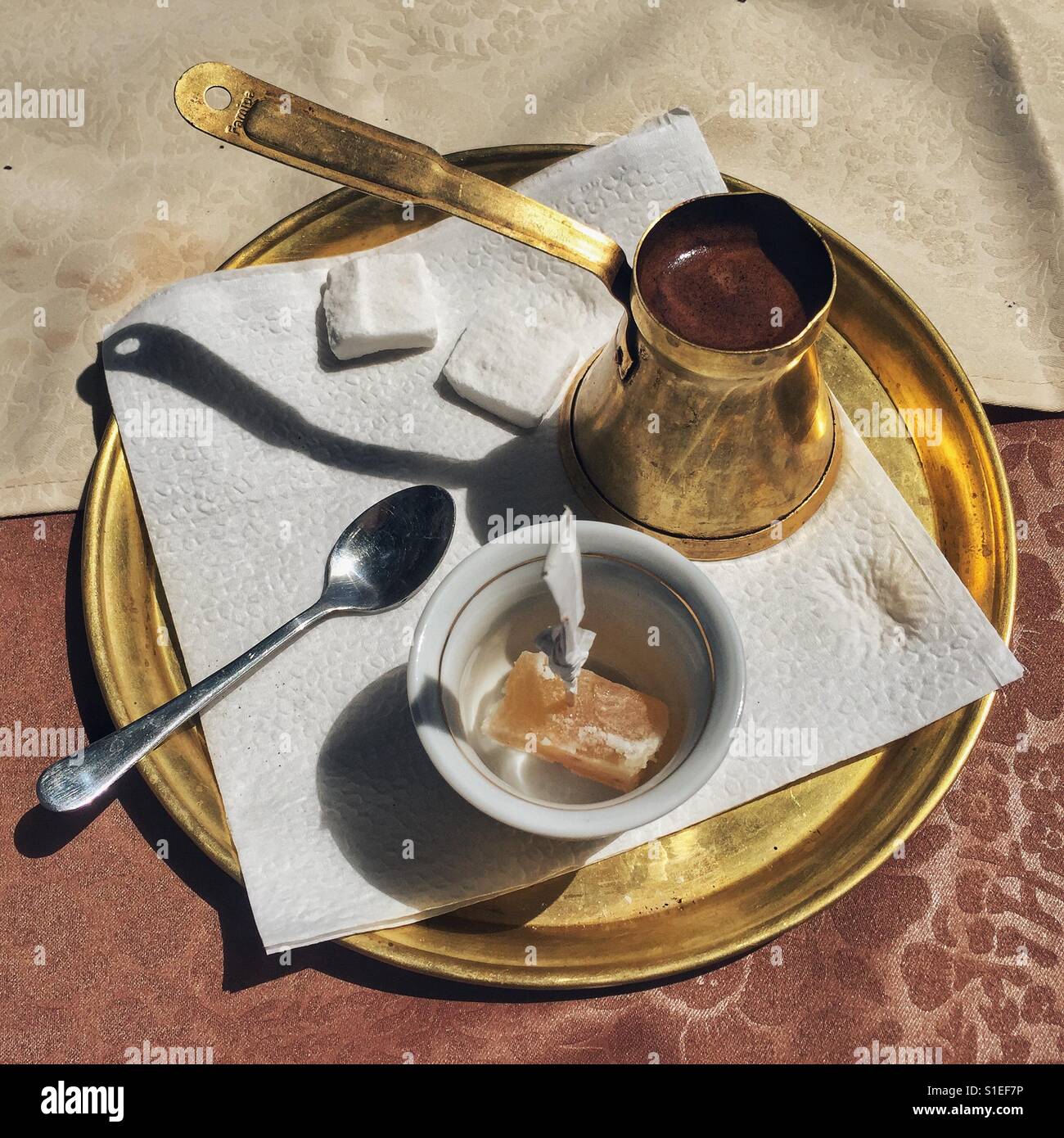 Traditional Bosnian coffee with lokum Stock Photo - Alamy