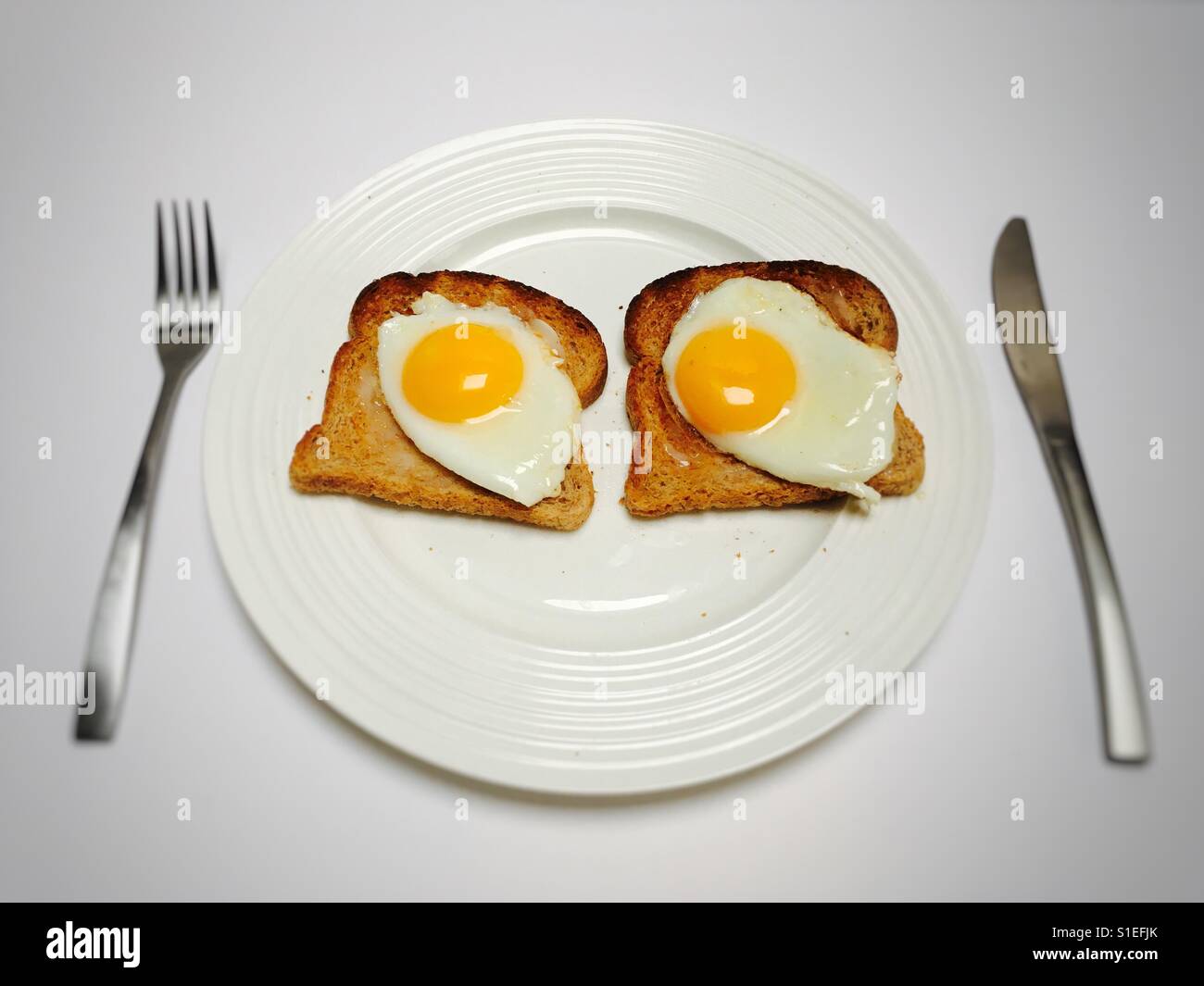 Fried eggs on toast - Smartphone Captured Stock Image