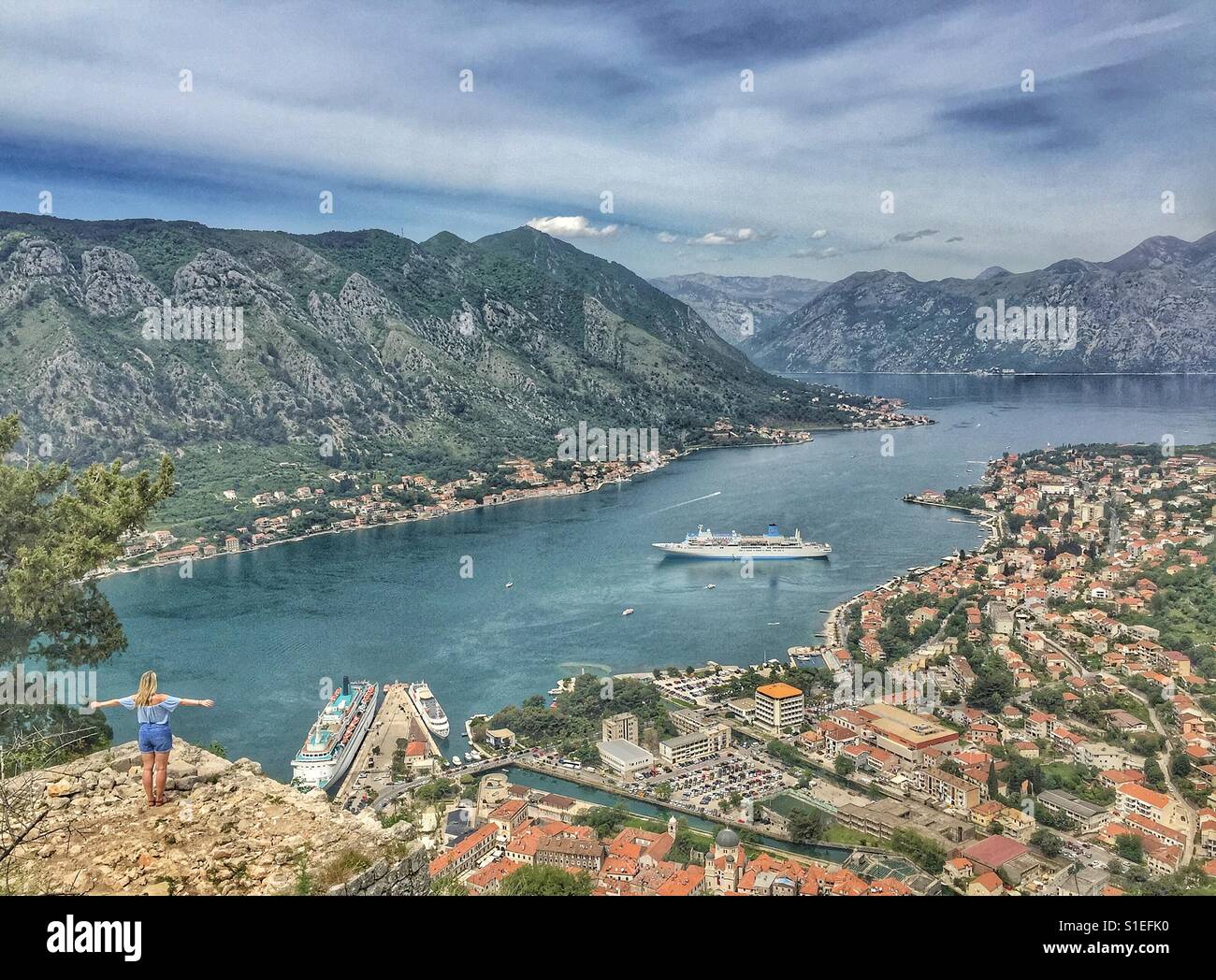 Bay of Kotor from St John's Fortress, Montenegro - Smartphone Captured Stock Image