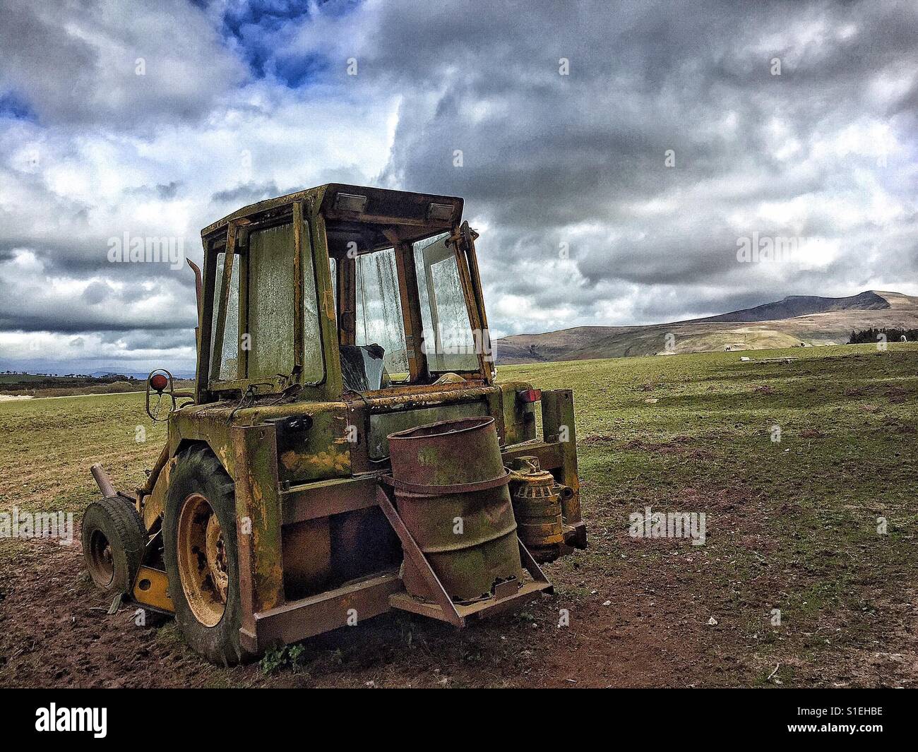 Tractor Brecon Beacons In Wales - Smartphone Captured Stock Image