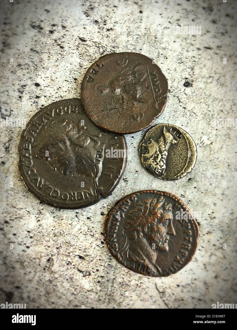 Ancient Roman coin replicas Stock Photo - Alamy