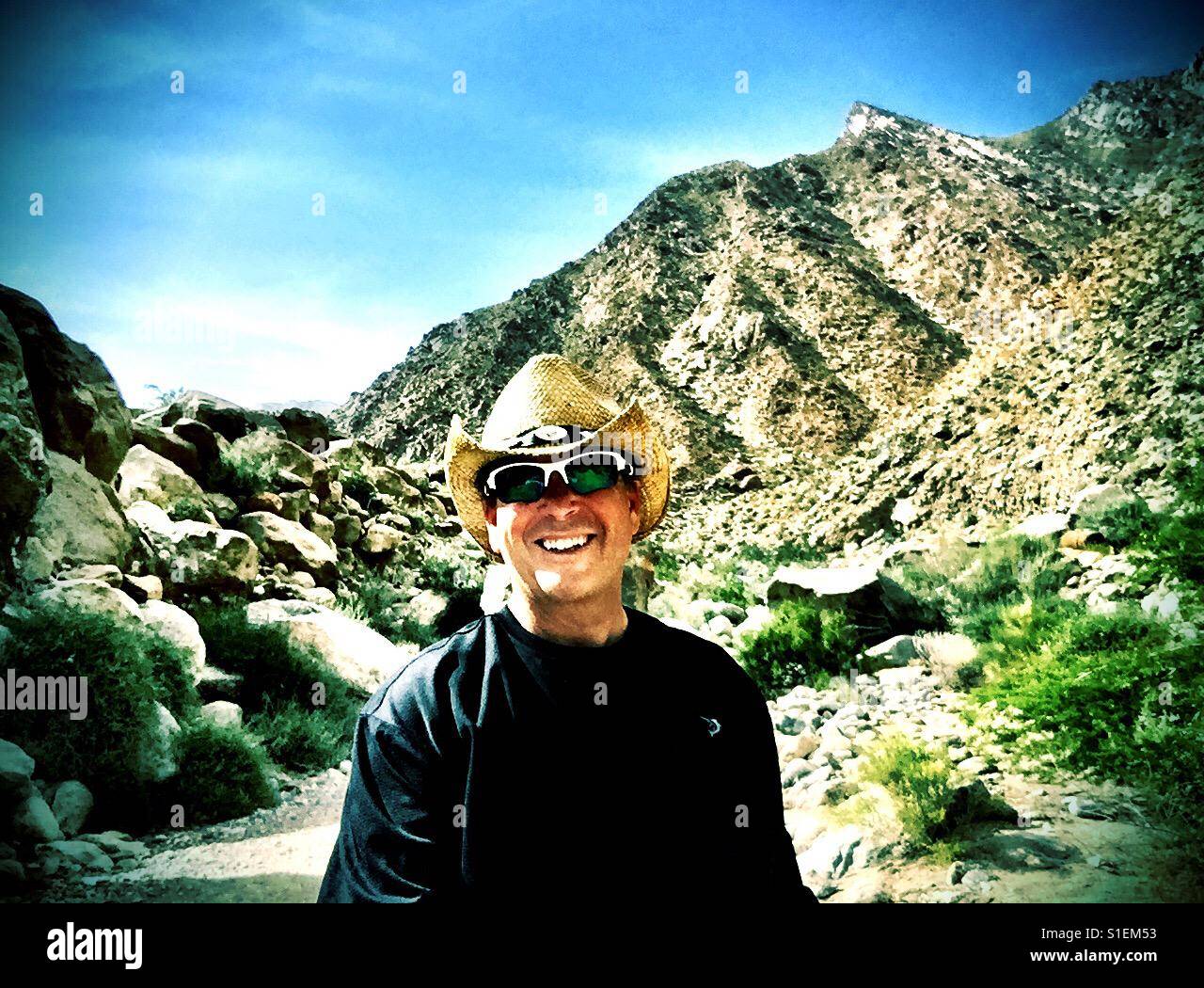 Smiling desert cowboy - Smartphone Captured Stock Image