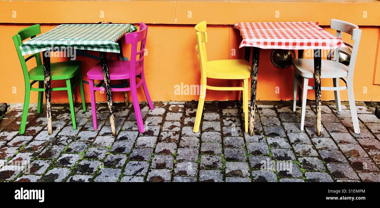 Cocktail of colours- with each chair having different color - Smartphone Captured Stock Image