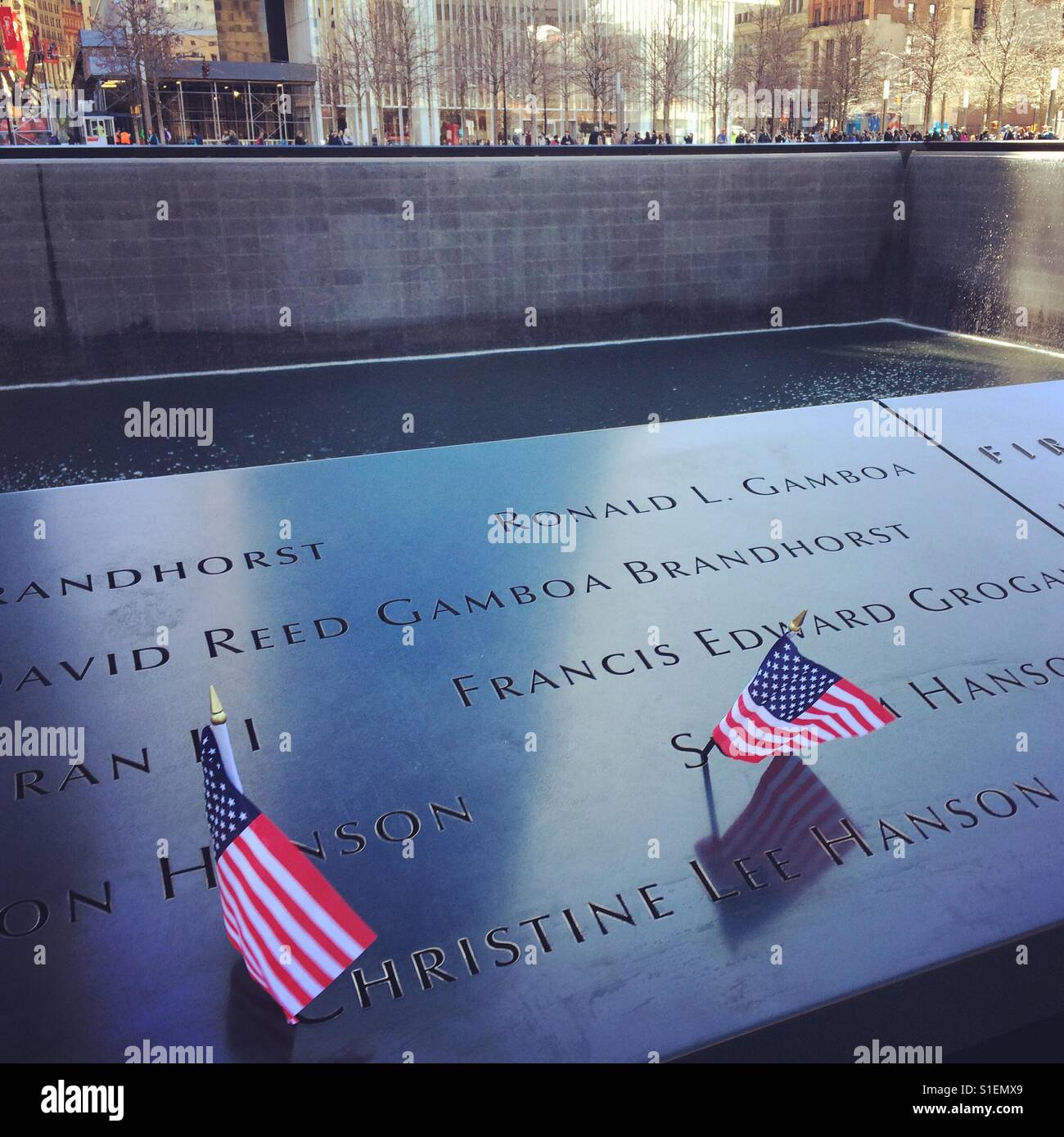 National September 11th Memorial, New York City - Smartphone Captured Stock Image