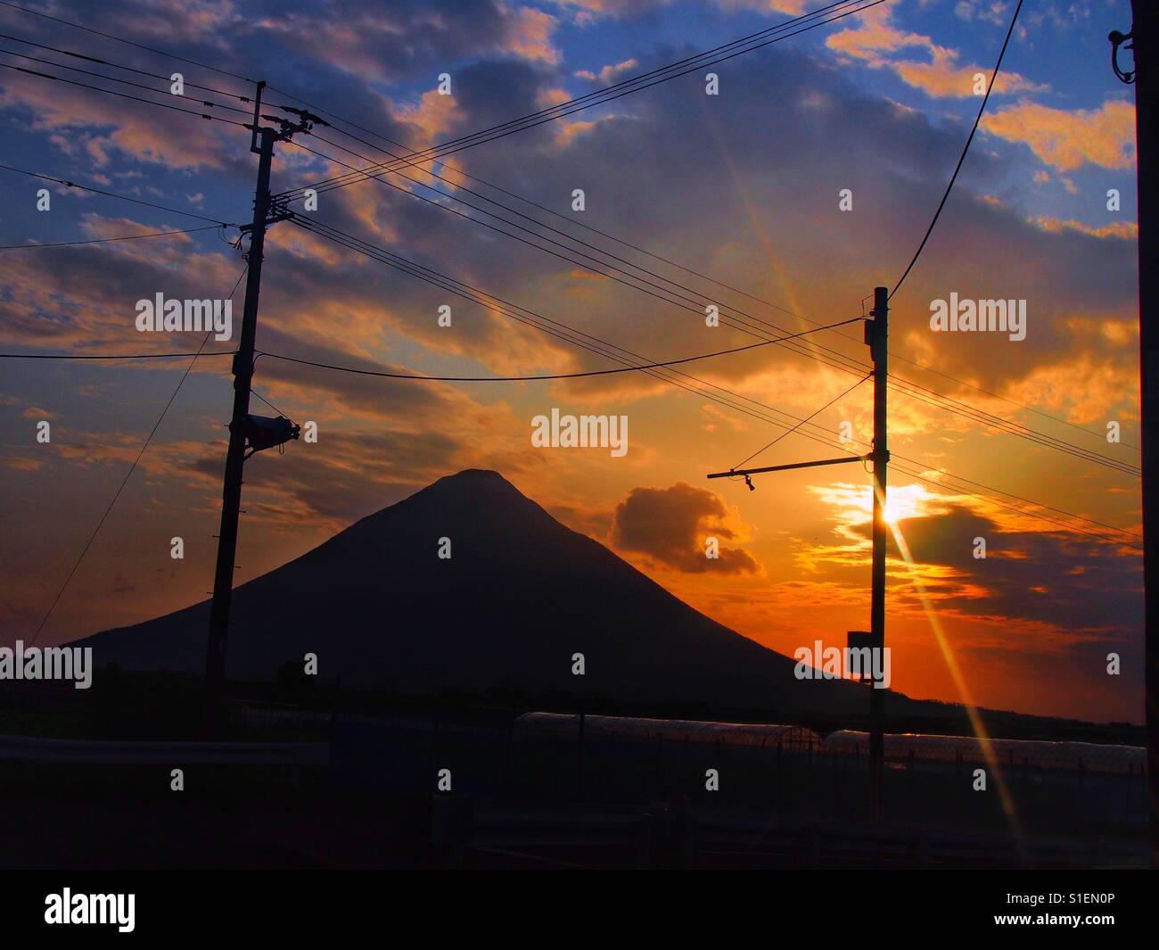 sunset in kagoshima,Japan. Stock Photo
