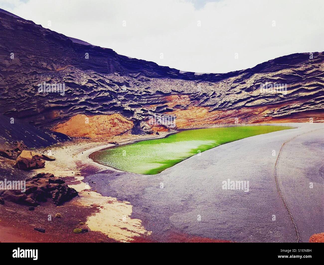 Green lagoon, Lanzarote - Smartphone Captured Stock Image