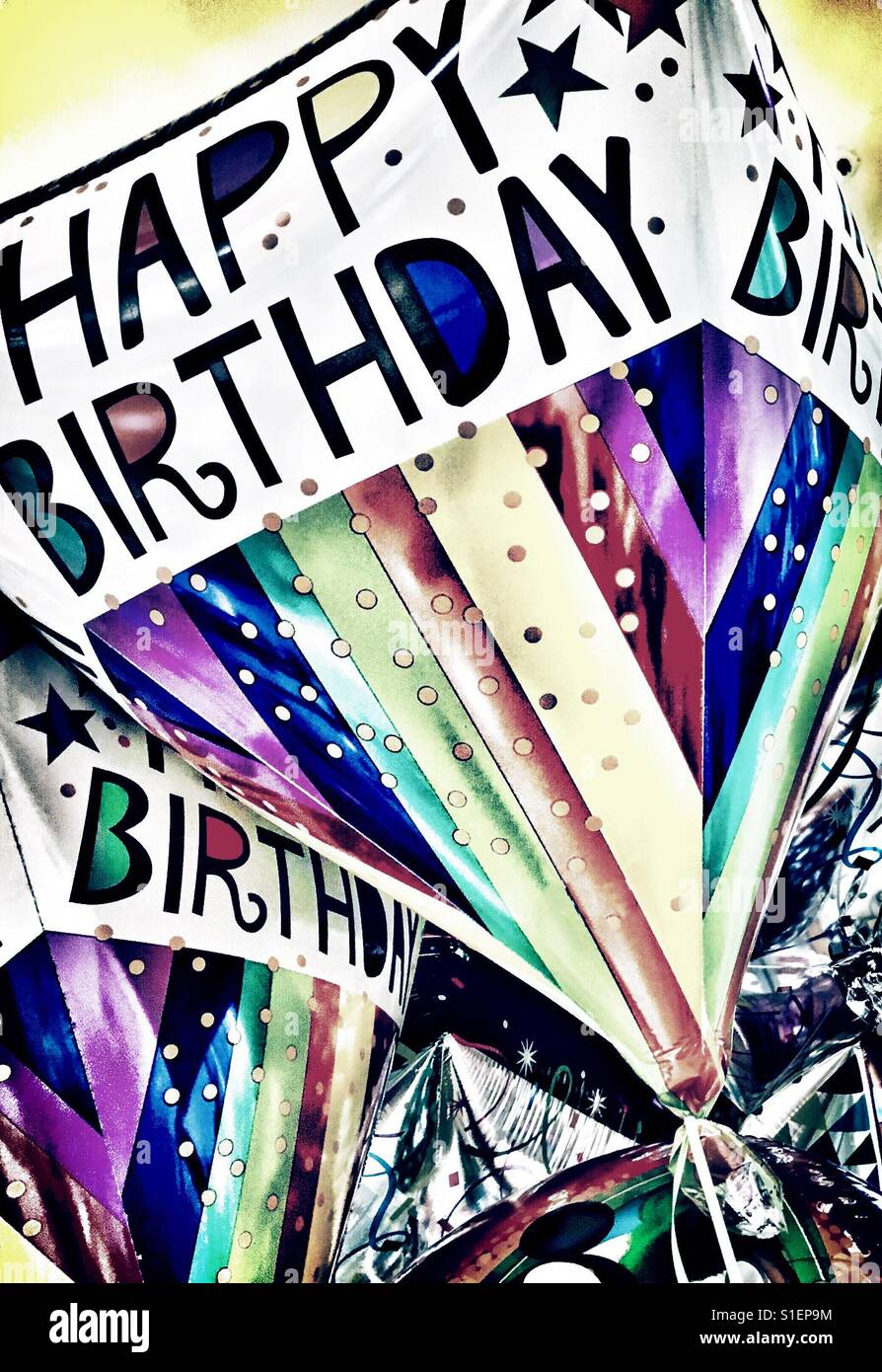 Happy birthday balloons - Smartphone Captured Stock Image