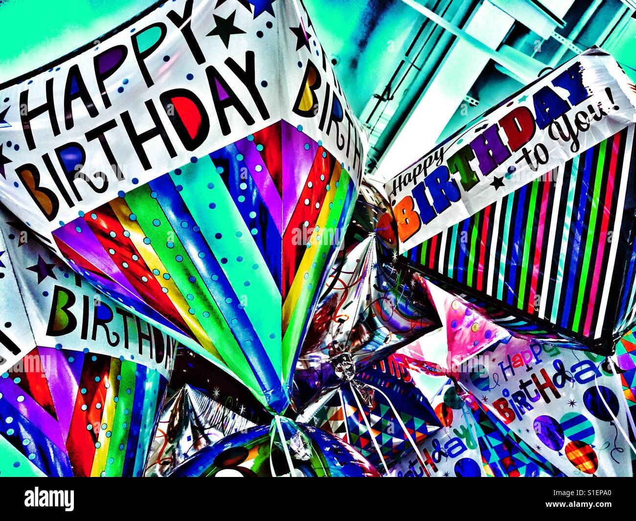 Birthday balloons - Smartphone Captured Stock Image