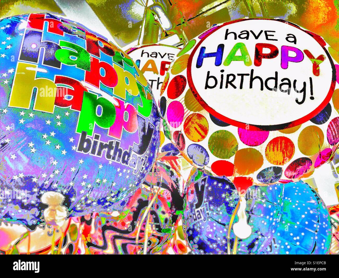Birthday balloons - Smartphone Captured Stock Image