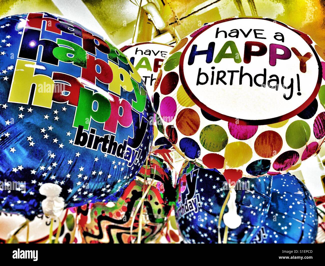 Birthday balloons - Smartphone Captured Stock Image