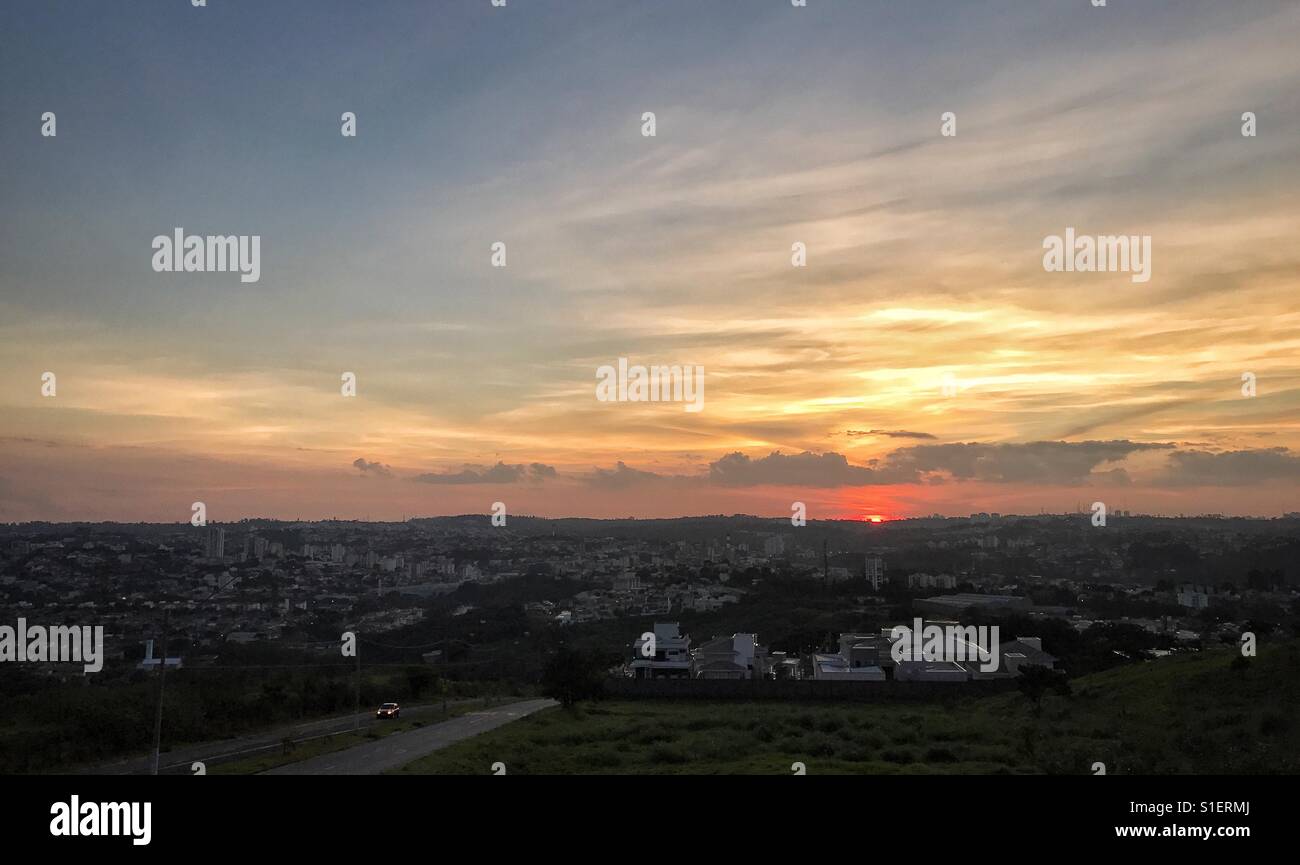 Colorful sunset at Valinhos,SP in Brasil - Smartphone Captured Stock Image