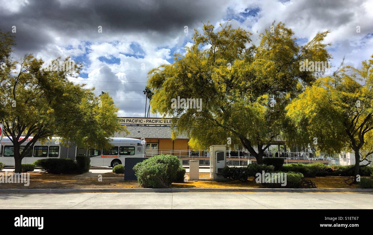 Orange Line Metro Stop, Los Angeles, California - Smartphone Captured Stock Image