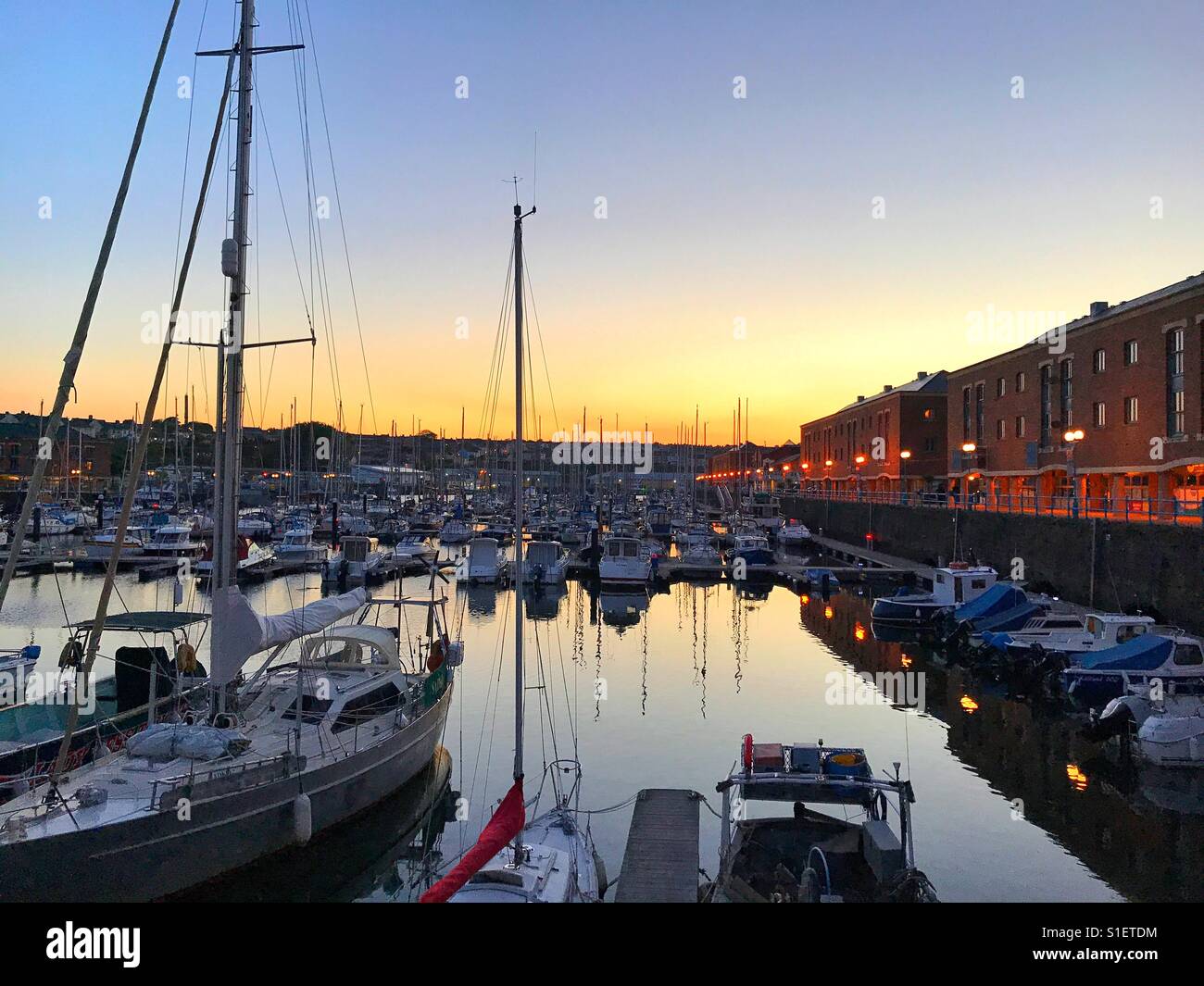 Sunset at Milford Marina Stock Photo