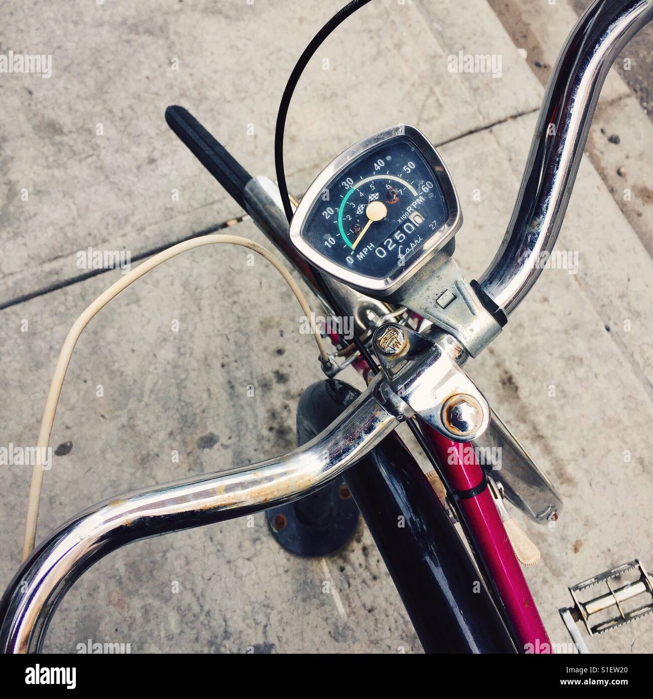 An old bicycle with a speedometer Stock Photo Alamy
