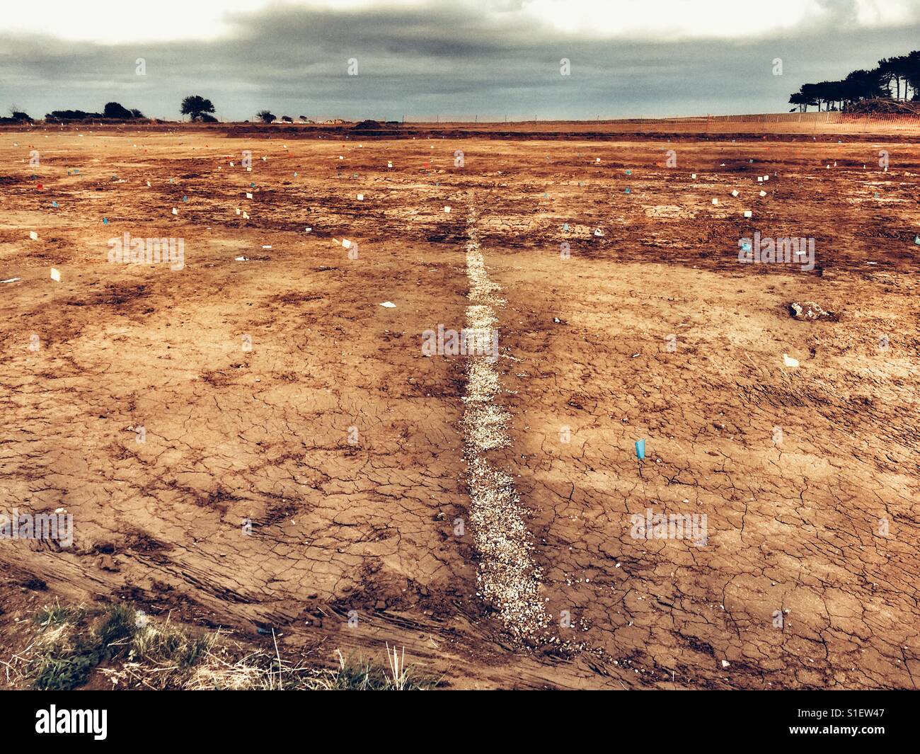 The site where SSE will sink electricity cables to connect an offshore wind farm to the National Grid, Bawdsey, Suffolk, UK. - Smartphone Captured Stock Image