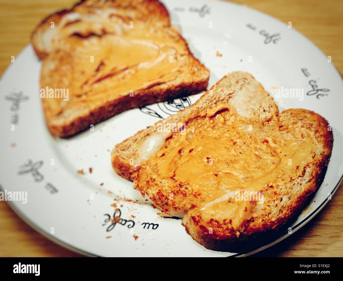 Peanut butter on wholemeal toast - Smartphone Captured Stock Image