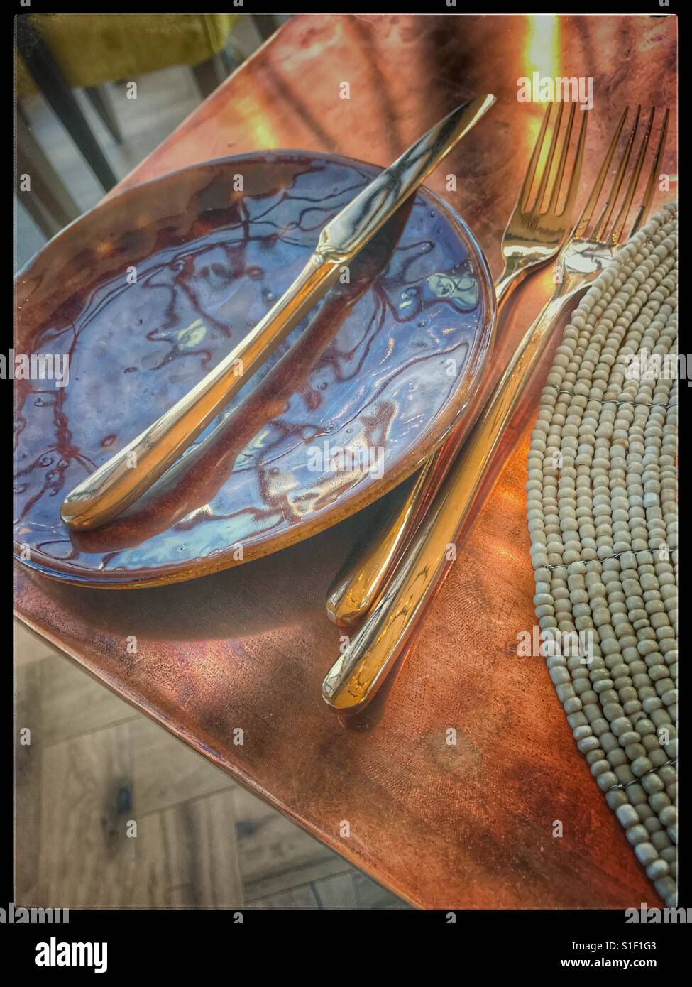 Cutlery at Granary Restaurant at the Silo Hotel, Waterfront, Cape Town. - Smartphone Captured Stock Image