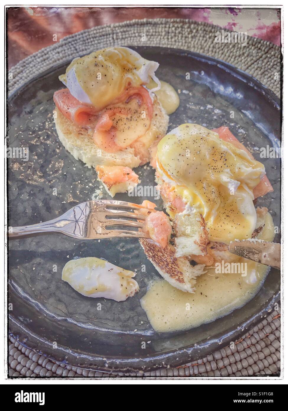 Breakfast at The Granary Cafe Restaurant at the Silo Hotel, Waterfront, Cape Town. - Smartphone Captured Stock Image