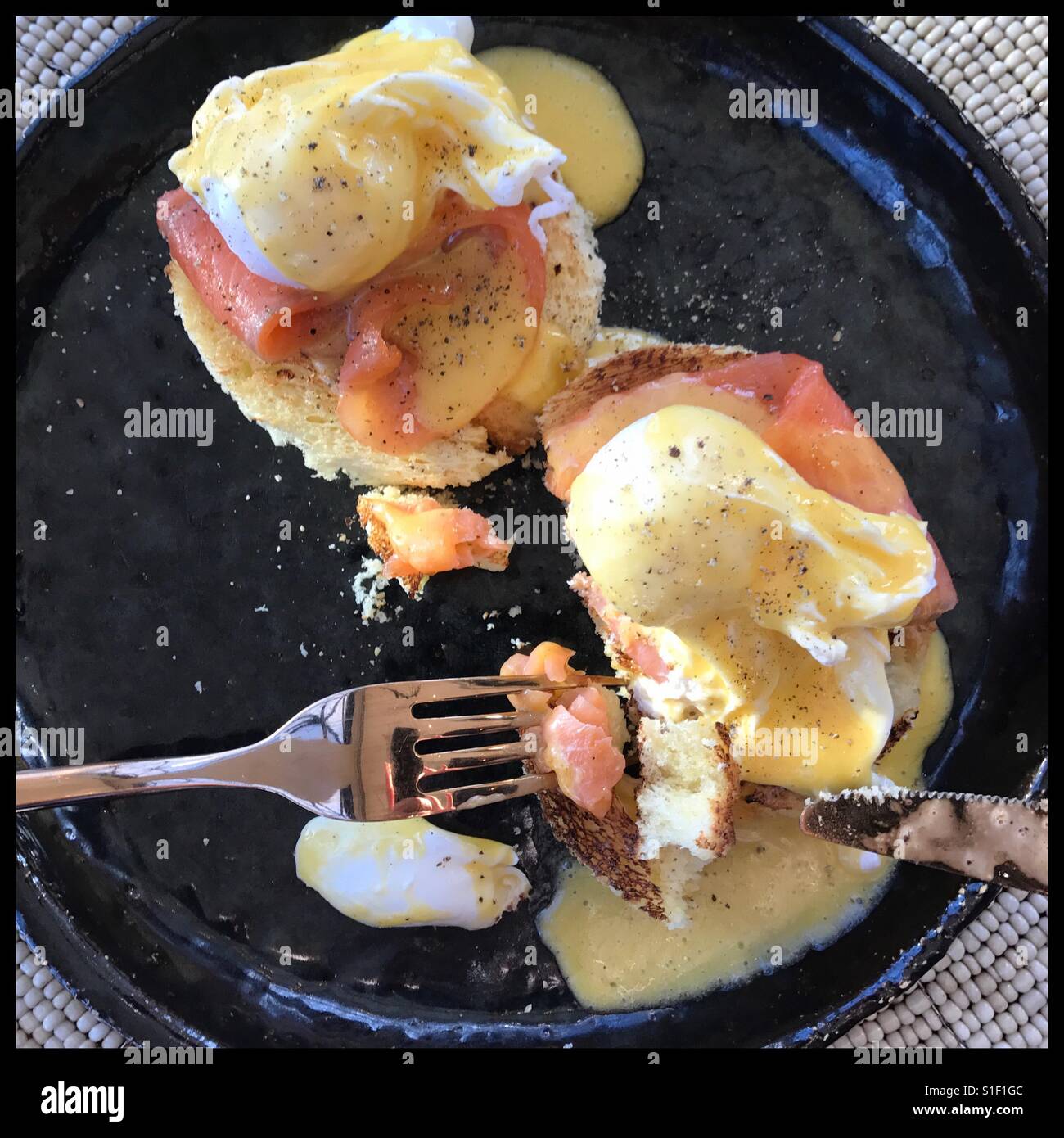 Breakfast at The Granary Cafe Restaurant at the Silo Hotel, Waterfront, Cape Town. - Smartphone Captured Stock Image