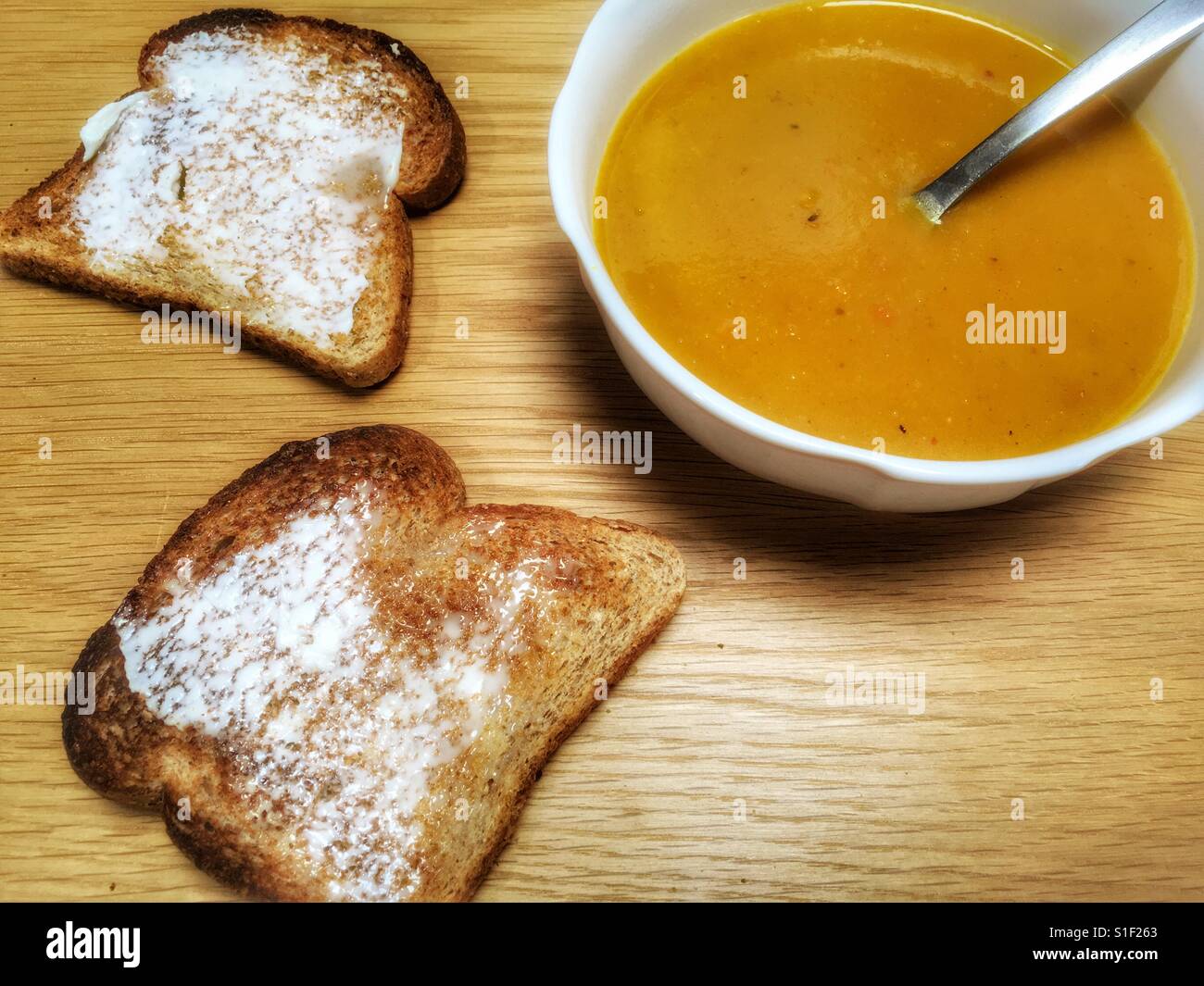Butternut Squash & sweet potato soup - Smartphone Captured Stock Image