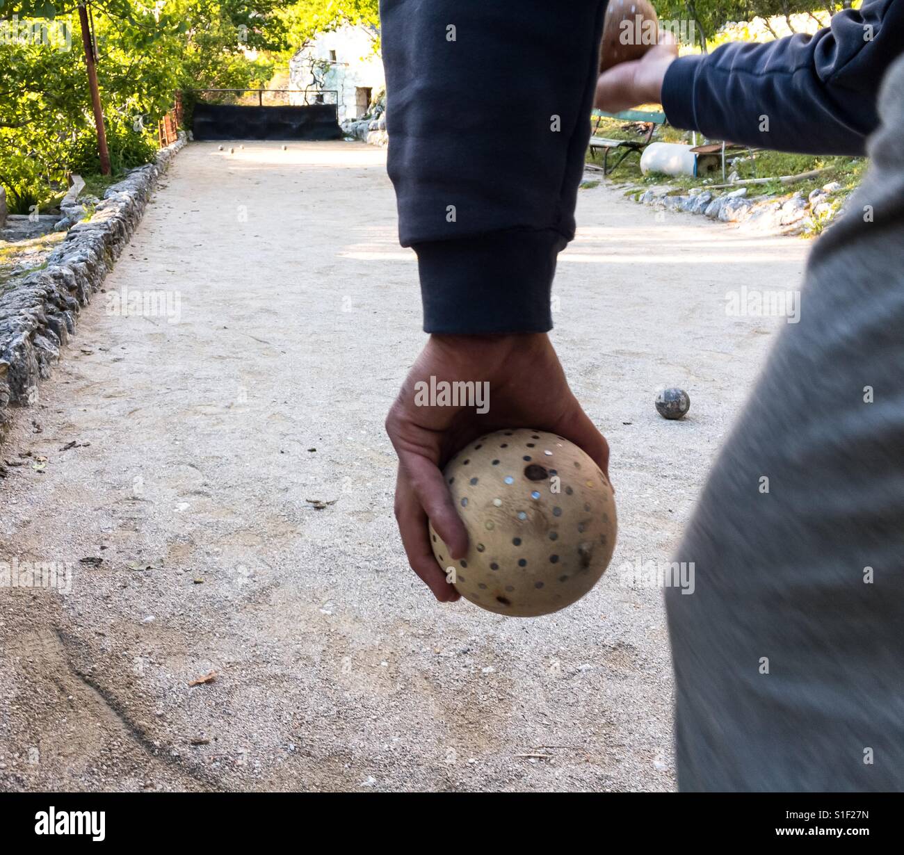 Bocce bowling in Italy Stock Photo