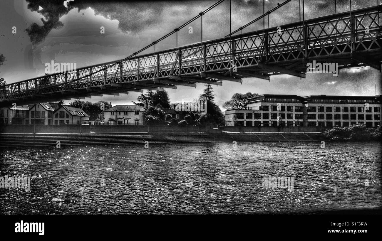 Wilford Suspension Bridge, Nottingham, Nottinghamshire, East Midlands, England - Smartphone Captured Stock Image