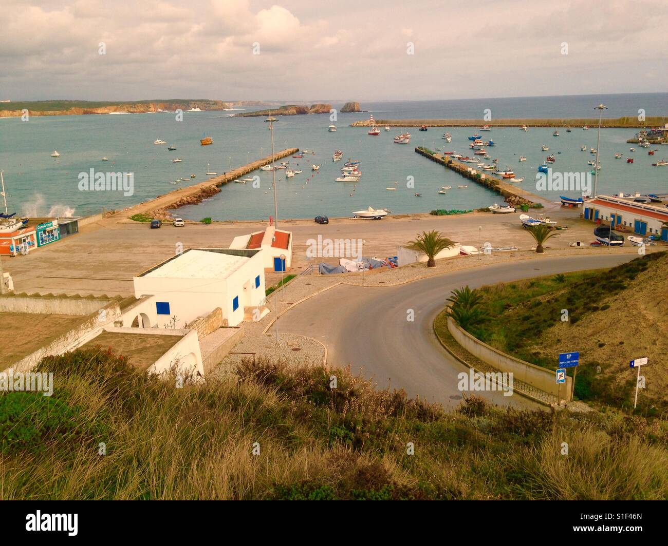 Seaview port view in Seges San Vicence in Algarve in Portugal - Smartphone Captured Stock Image