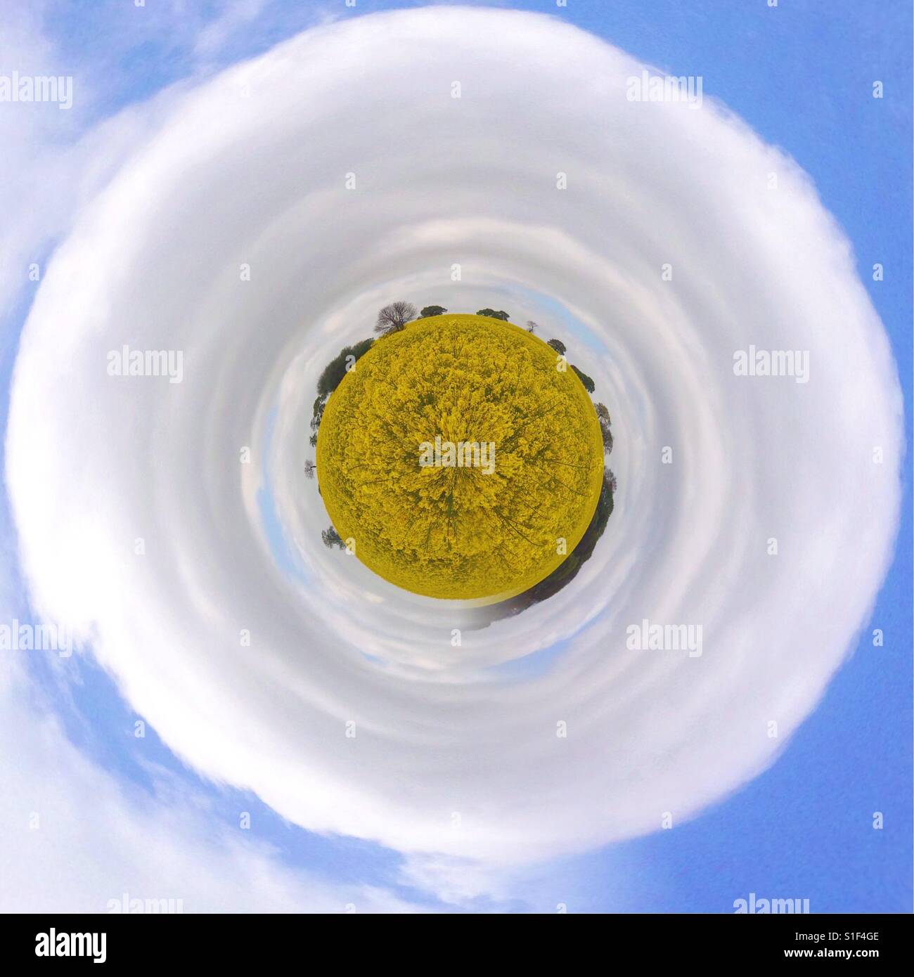 Yellow world, tiny planet - Smartphone Captured Stock Image Yellow world, tiny planet - Smartphone Captured Stock Image